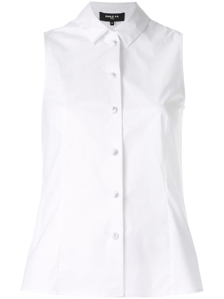 Paule Ka Sleeveless Fitted Blouse - White