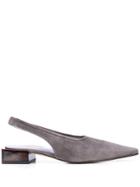 Ganni Pointed Slingback Mules - Grey