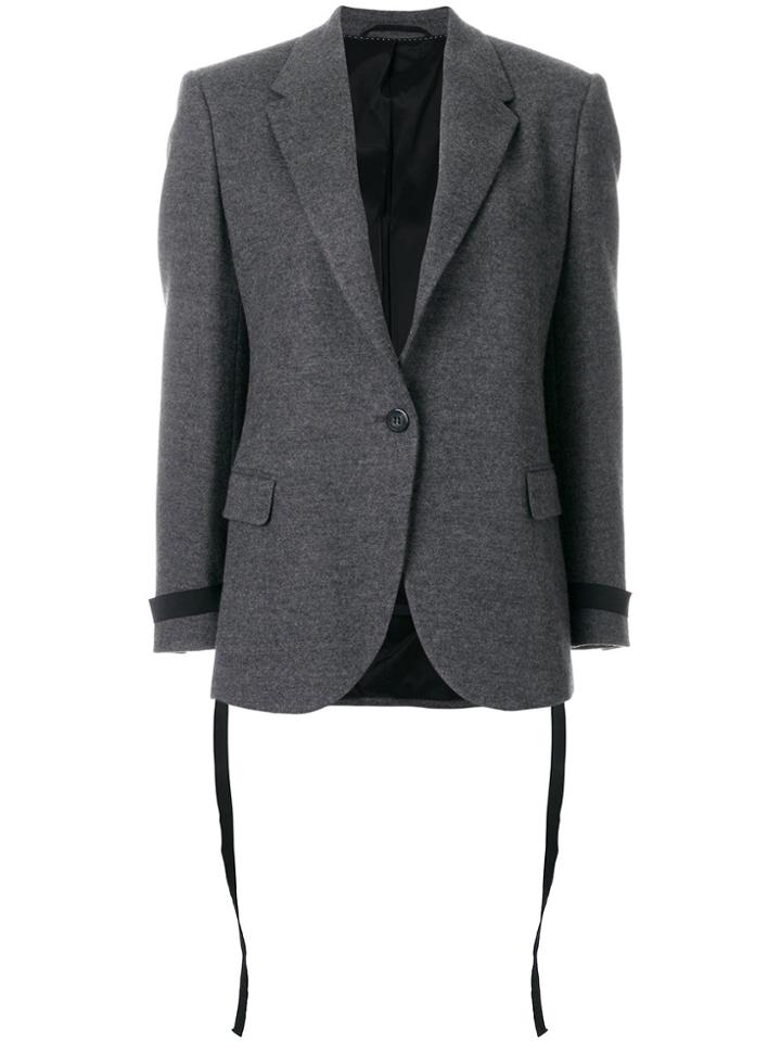 Neil Barrett Fitted Blazer With Ribbon Cuffs - Grey