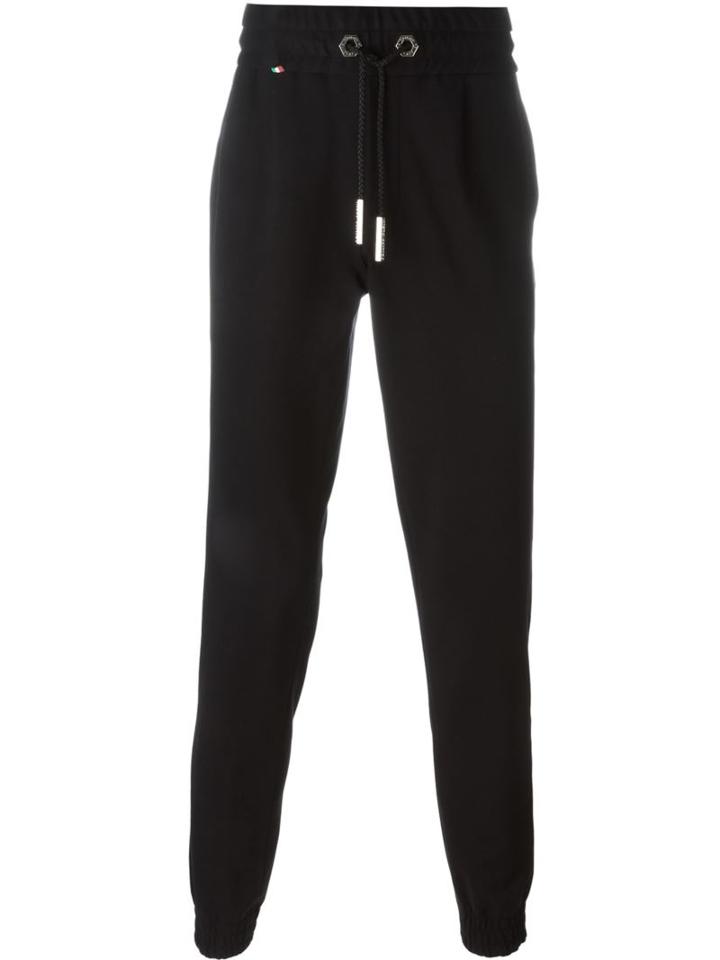 Philipp Plein Side Stripe Track Pants, Men's, Size: 52, Black, Cotton/viscose/polyamide/spandex/elastane