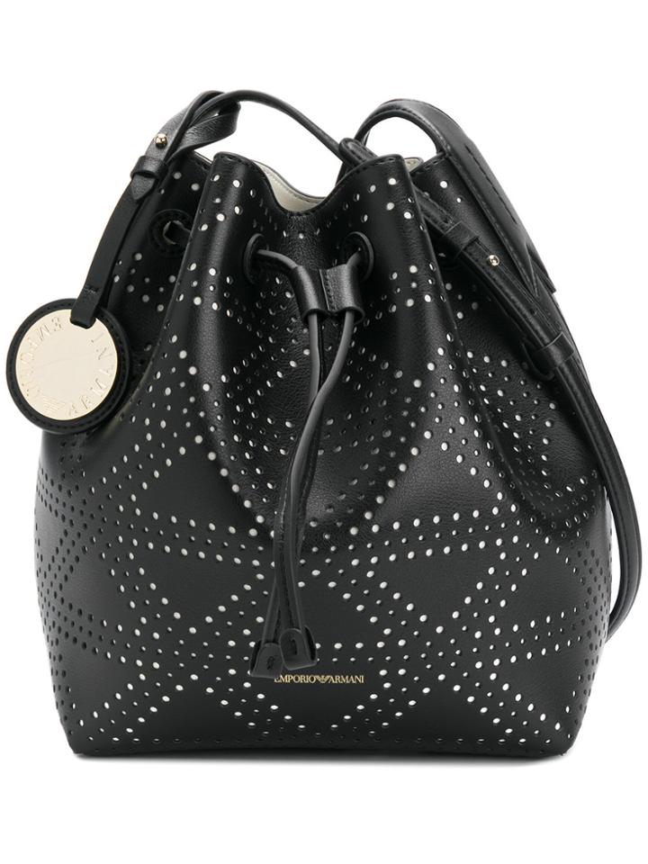 Emporio Armani Embossed Satchel Bag - Black
