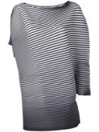 Issey Miyake - Asymmetric Stripe Blouse - Women - Polyester - 2, Black, Polyester