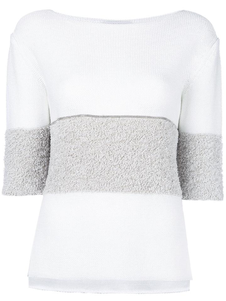 Fabiana Filippi Contrast Jumper, Women's, Size: 44, White, Cotton/polyamide