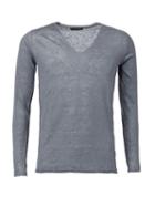 Roberto Collina Slim Fit Sweatshirt, Men's, Size: 46, Grey, Linen/flax