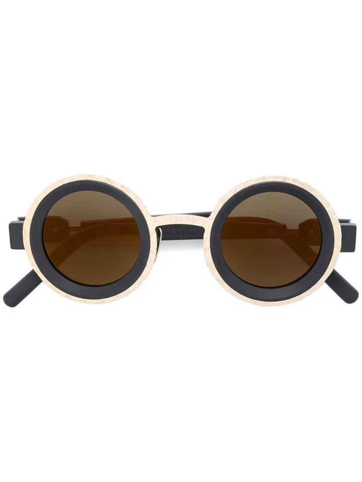 Kuboraum Two Tone Round Sunglasses - Black