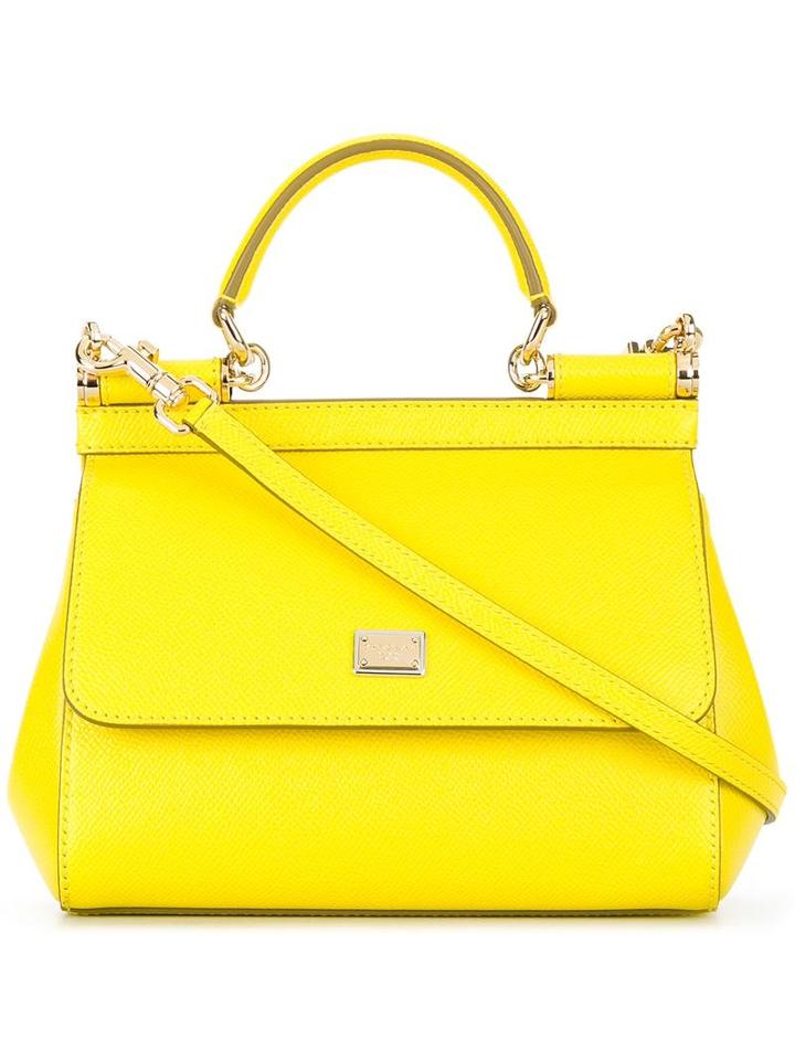 Dolce & Gabbana - Small 'sicily' Tote - Women - Calf Leather - One Size, Women's, Yellow/orange, Calf Leather