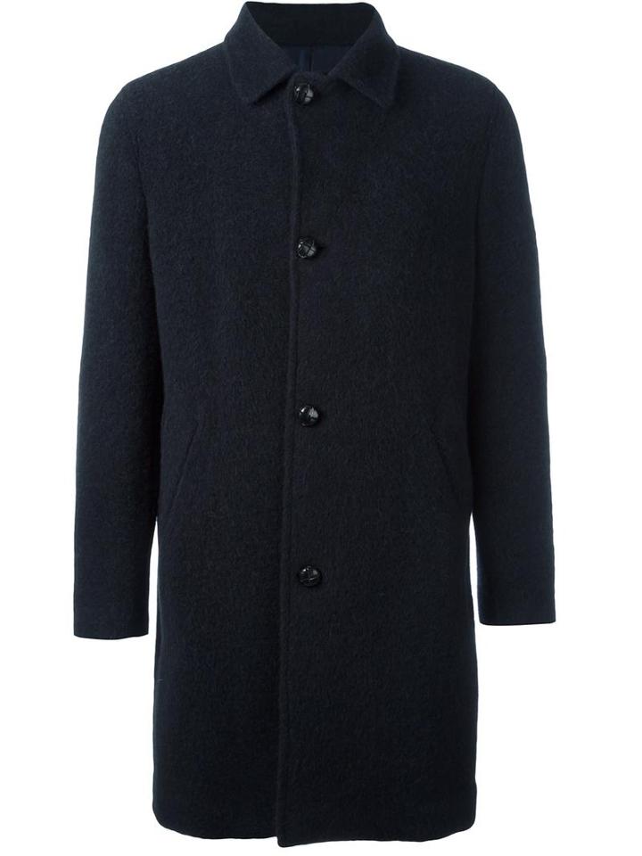 Mp Massimo Piombo Single Breasted Coat, Men's, Size: 52, Blue, Polyester/cupro/alpaca