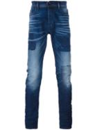 Diesel Patched Slim-fit Jeans, Men's, Size: 33/32, Blue, Cotton/lyocell/spandex/elastane