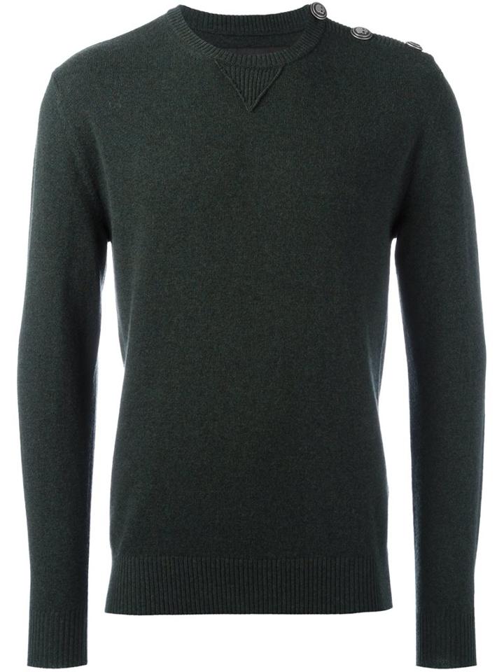 Hydrogen Crew Neck Jumper, Men's, Size: Medium, Green, Cashmere/merino