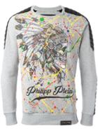 Philipp Plein Printed Sweatshirt, Men's, Size: Medium, Grey, Cotton/polyurethane/polyester