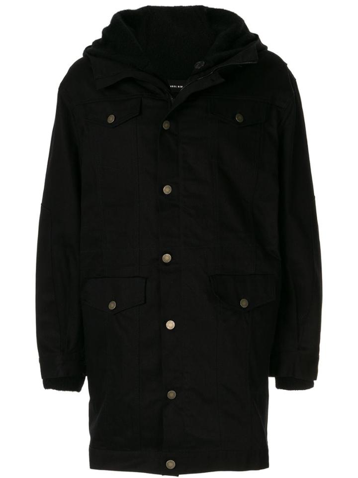 Isabel Benenato Montgomery Denim Hooded Parka - Black