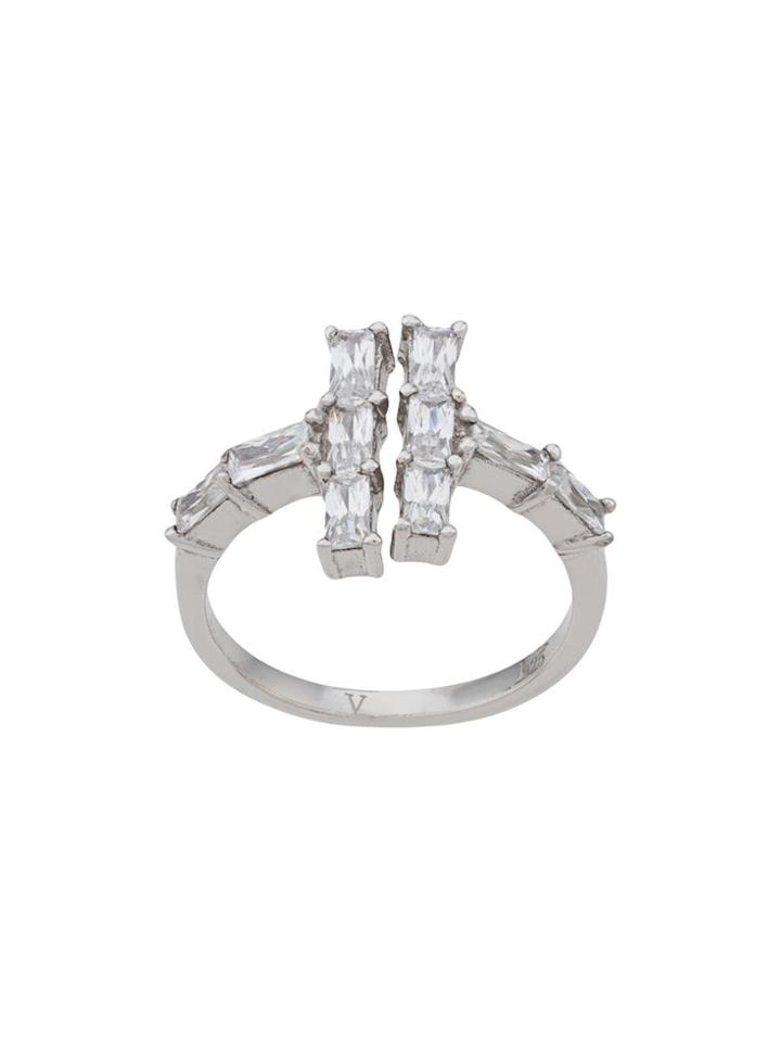 V Jewellery Baguette Lateral Ring - Silver