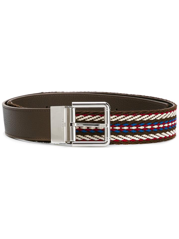 Furla - Nettuno Belt - Men - Cotton/calf Leather/acetate - One Size, Brown, Cotton/calf Leather/acetate