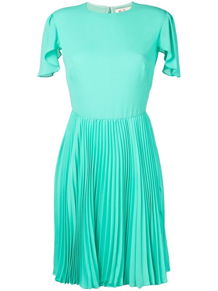Mulberry Pleated Skirt Flared Dress - Green