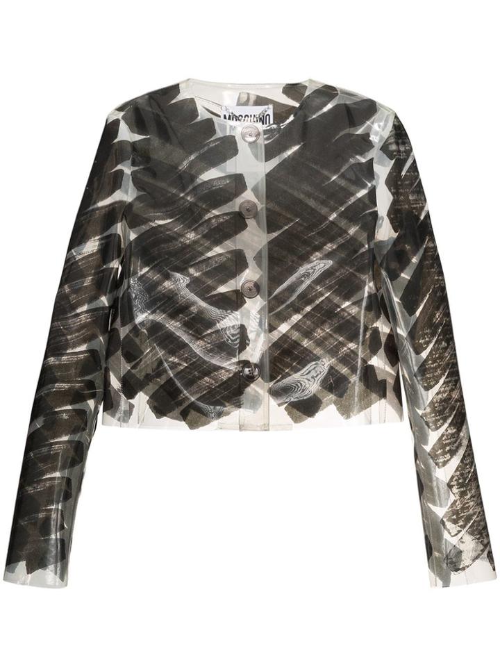 Moschino Brushstroke Print Pvc Jacket - Black