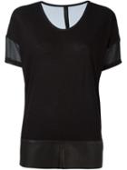 Ilaria Nistri Leather Panel T-shirt, Women's, Size: Small, Black, Cotton/lamb Skin/silk
