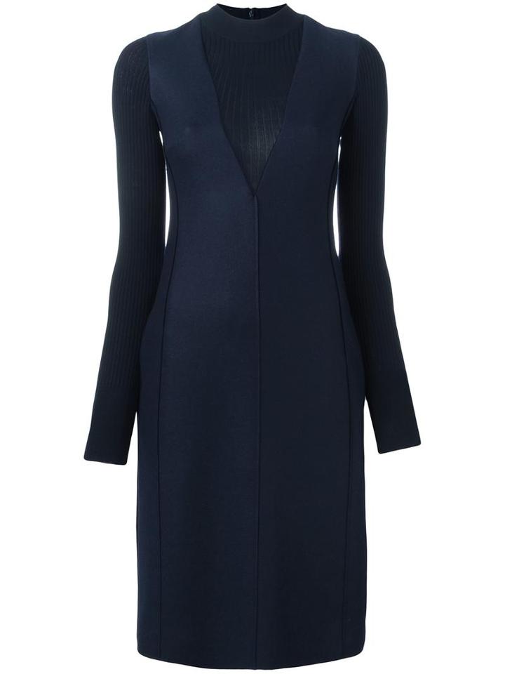 Paul Smith Turtleneck Layered Effect Dress, Women's, Size: 44, Blue, Wool/silk
