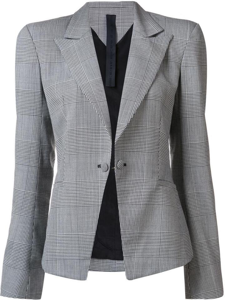 Gareth Pugh Plaid Single Breasted Blazer, Women's, Size: 42, Black, Virgin Wool