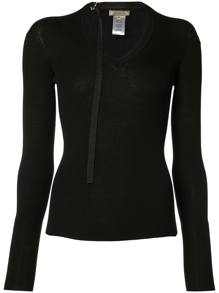 Nina Ricci - Neck Strap Jumper - Women - Silk/wool - M, Black, Silk/wool