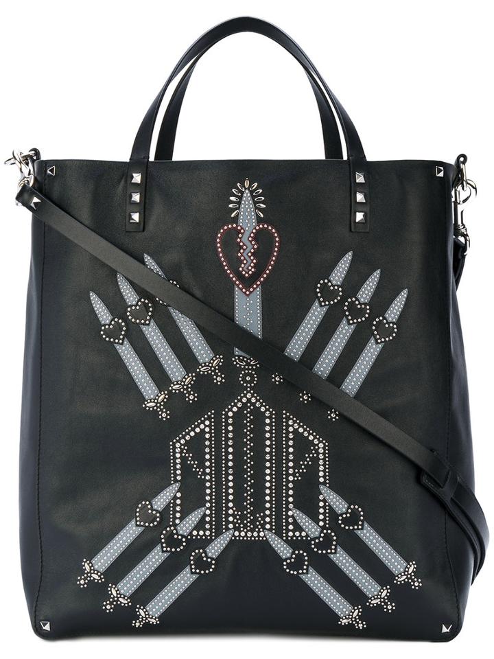 Valentino - Valentino Garavani Rockstud Love Blade Tote - Men - Calf Leather - One Size, Black, Calf Leather