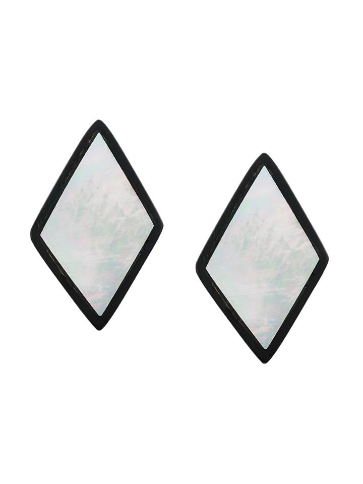 Monies Large Diamond-shape Earrings - White