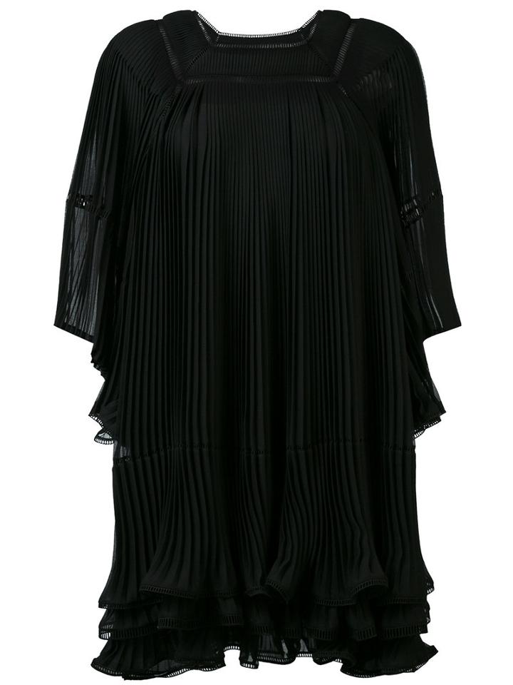 Chloé - Pleated Smock Dress - Women - Silk/polyester - 36, Black, Silk/polyester
