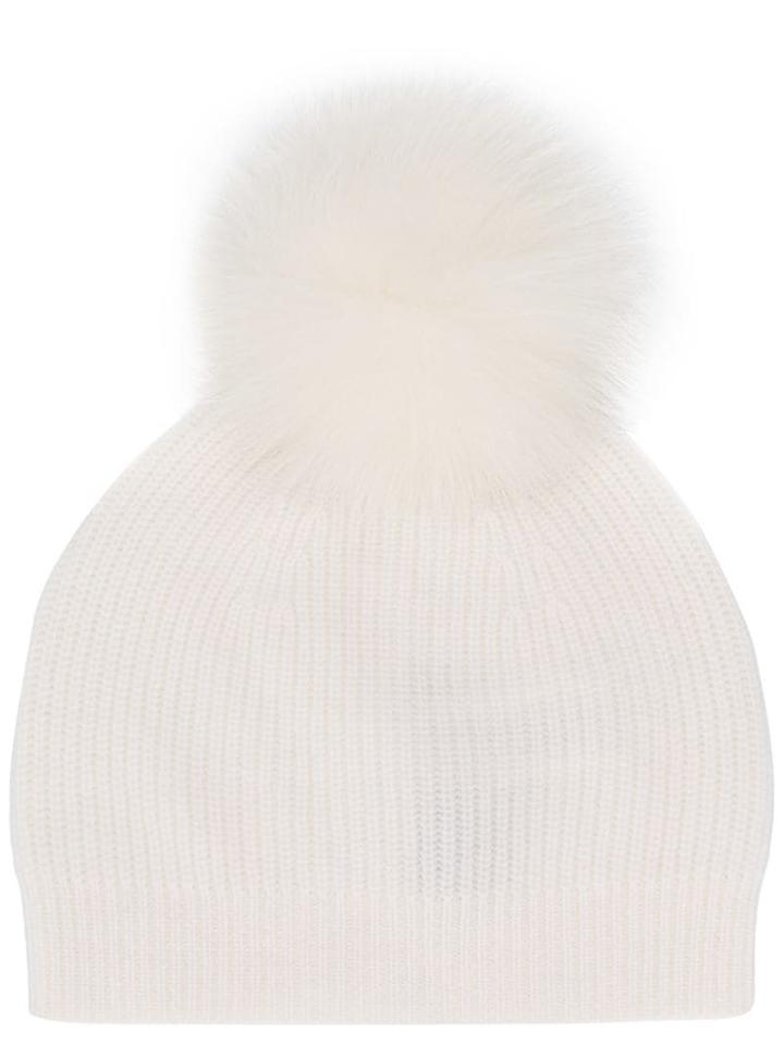 Lorena Antoniazzi Fur Bobble Hat - White