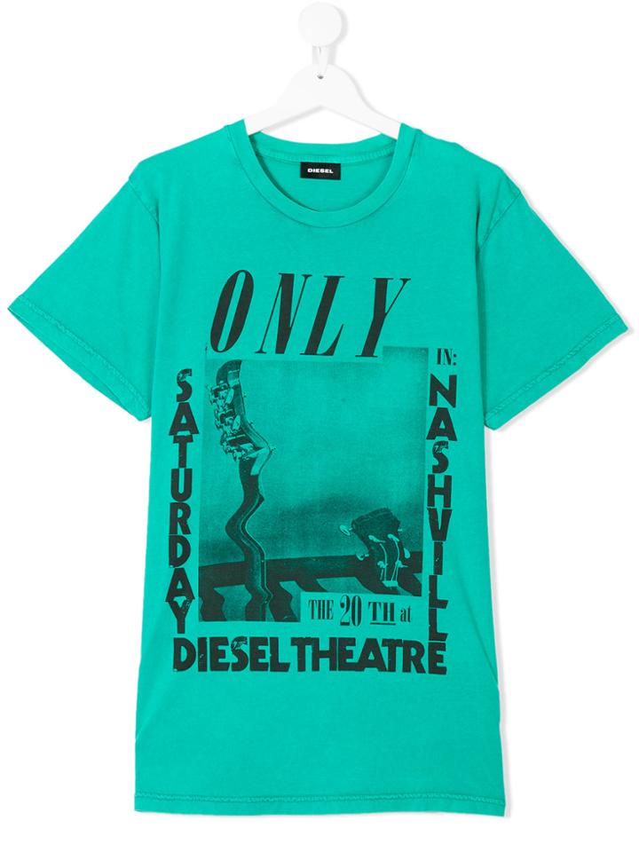 Diesel Kids Graphic Print T-shirt - Green