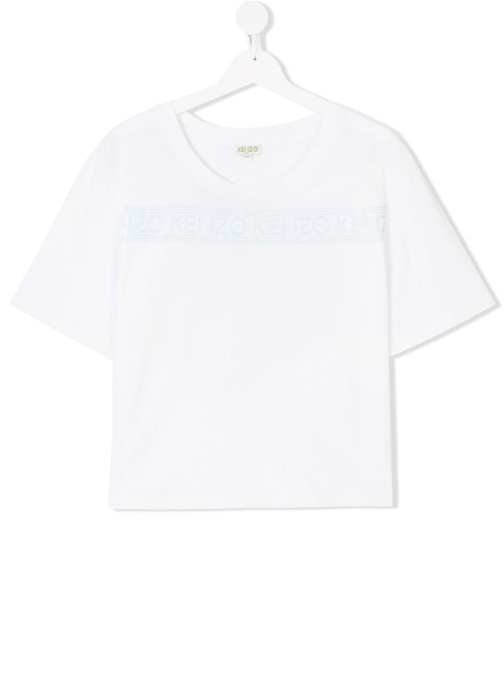 Kenzo Kids Teen Logo Printed T-shirt - White