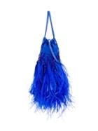 Attico Feather-trim Tote Bag - Blue