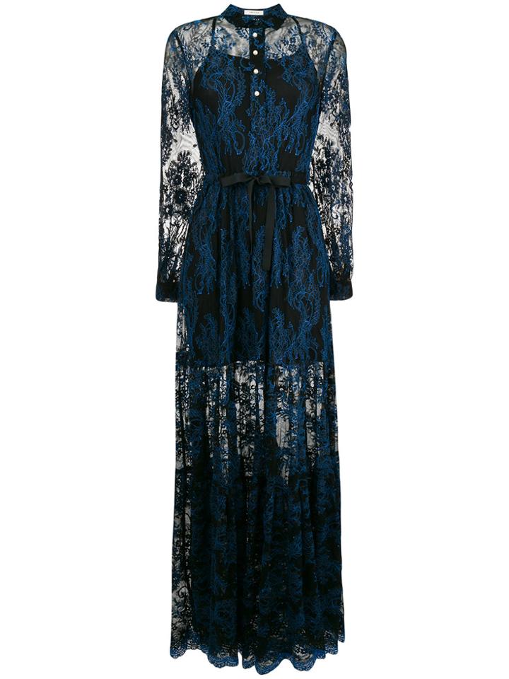 Three Floor Lace Detailed Dress - Blue