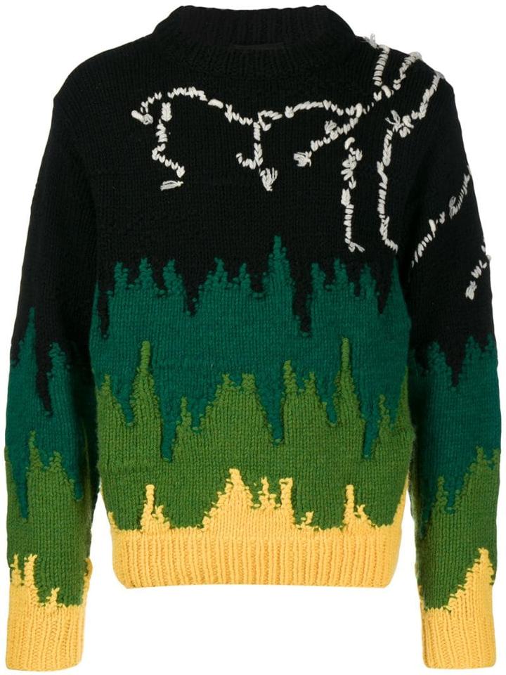 Prada Hand-knitted Jacquard Jumper - Black