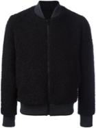 Msgm Contrast Texture Bomber Jacket, Men's, Size: 48, Black, Cotton/acrylic/polyester/wool