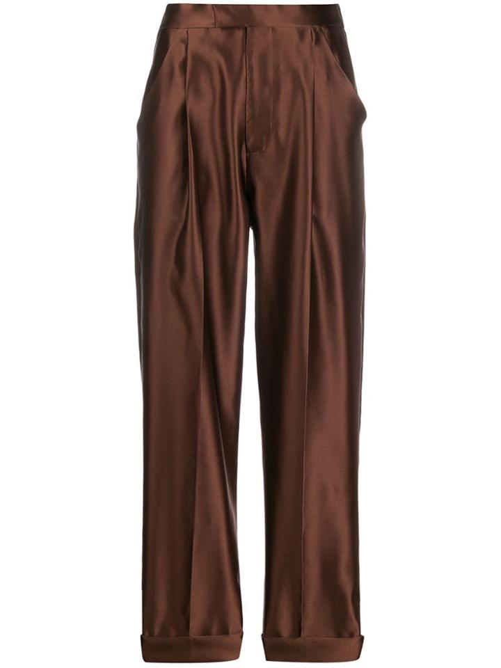 Tom Ford Silk High-waisted Trousers - Brown