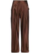 Tom Ford Silk High-waisted Trousers - Brown