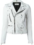 Saint Laurent Cropped Biker Jacket, Women's, Size: 40, White, Cupro/cotton/lamb Skin