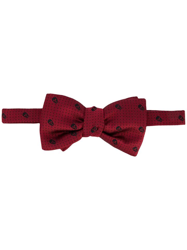 Alexander Mcqueen Skull Polka Dot Bow Tie - Red