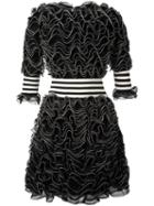 Alexander Mcqueen Ruffled Stretch Knit Mini Dress, Women's, Size: Medium, Black, Viscose/polyester/polyamide/silk