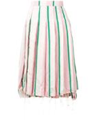 Thom Browne Wide Repp Stripe Pleated Skirt - White