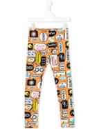 Fendi Kids - Printed Leggings - Kids - Cotton/spandex/elastane - 2 Yrs, Yellow/orange