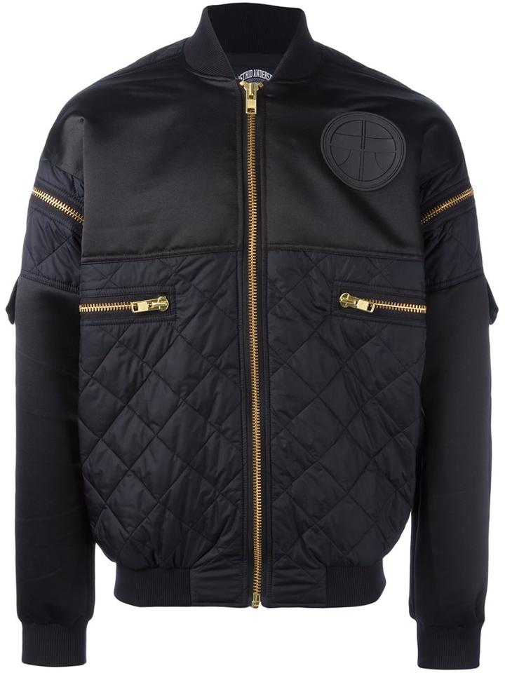 Astrid Andersen Quilted Bomber Jacket, Men's, Size: Medium, Blue, Polyamide/polyester