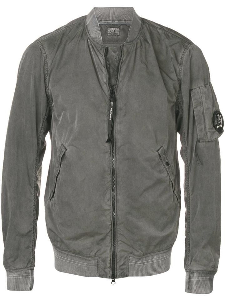 Cp Company Printed Zip-up Bomber - Grey
