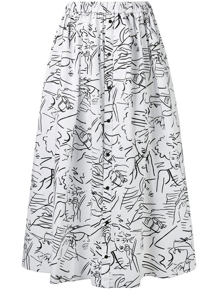 Kenzo All-over Printed Long Skirt, Women's, Size: 36, Black, Cotton