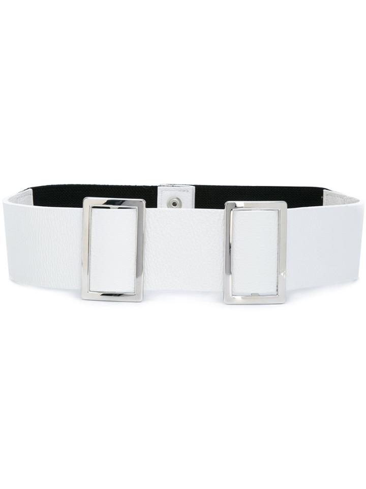 Erika Cavallini Double Buckle Belt - White