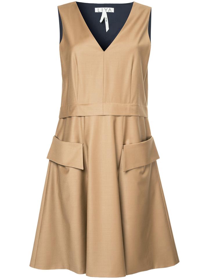 Liya V-neck Mid-length Dress - Brown