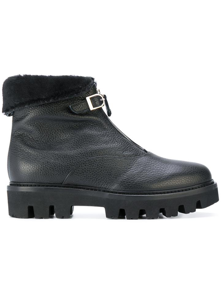 Unützer Buckle Strap Ankle Boots - Black