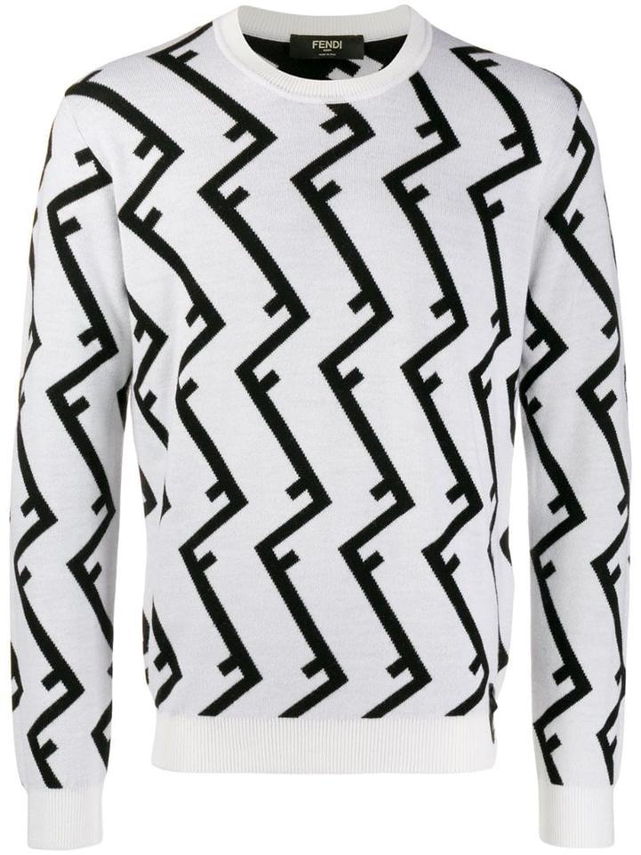 Fendi Ff Roof-motif Jumper - White