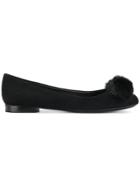 Salvatore Ferragamo Fur Vara Ballerina Shoes - Black