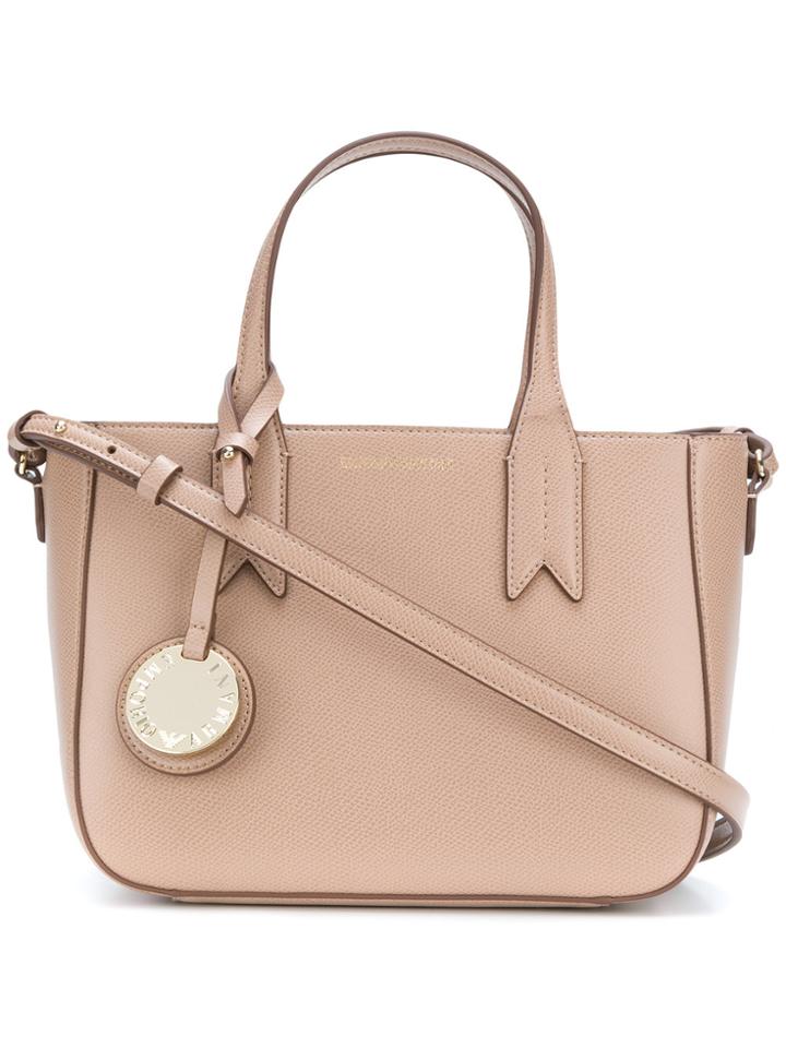 Emporio Armani Small Charm-detail Tote - Nude & Neutrals