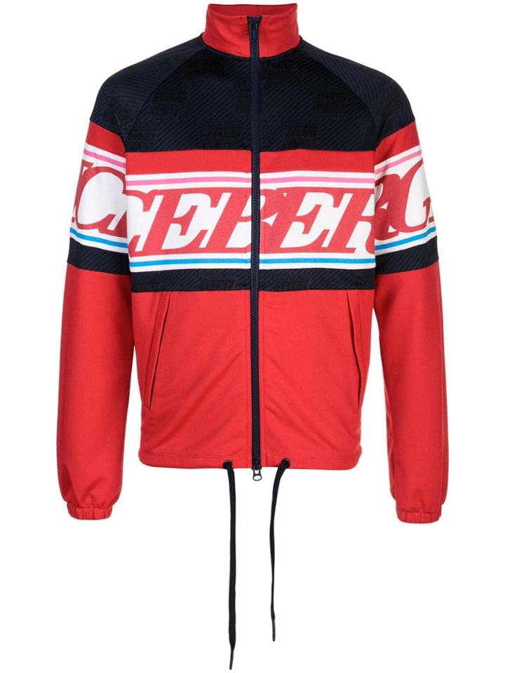 Iceberg Logo Colour-block Bomber Jacket - Red